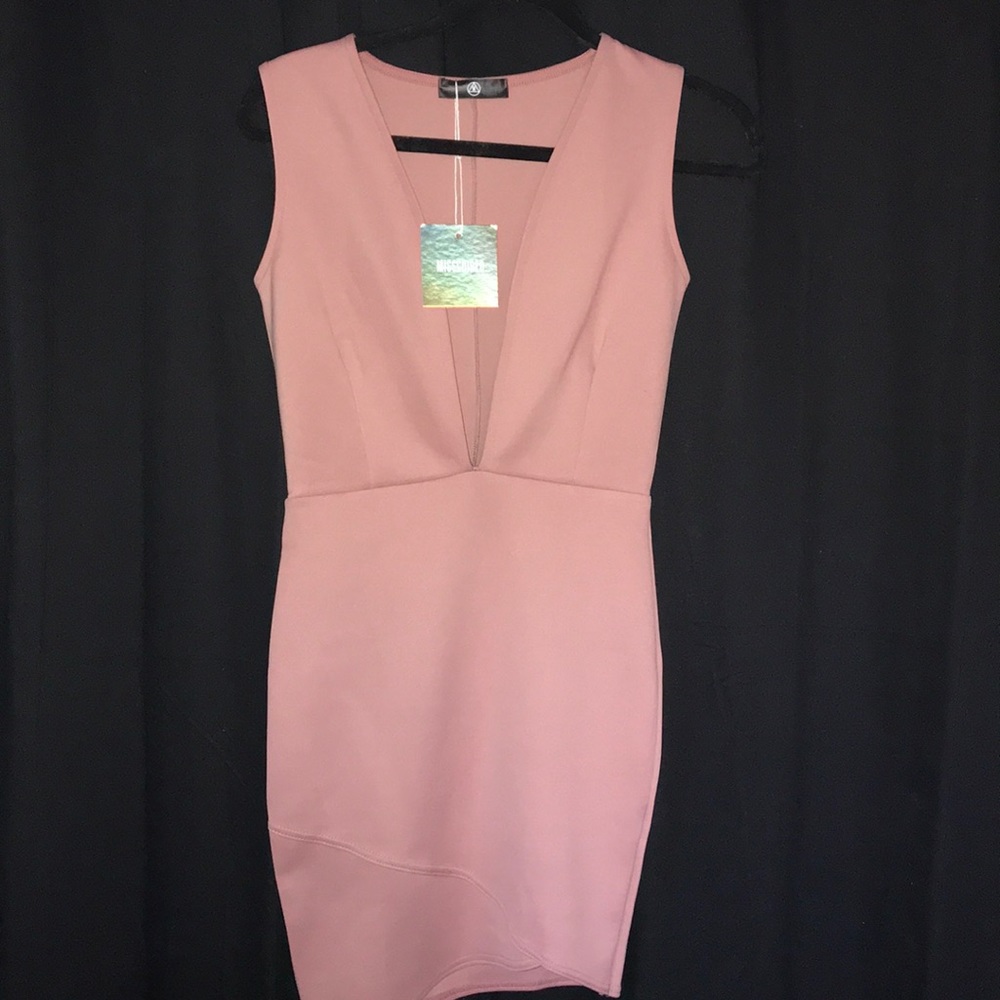 NWT Missguided mauve low v-neck dress - US size 4